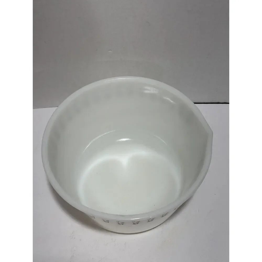 Milk Glass White Mixing Bowl Pour Black Wheat Design Fit Hamilton Beach VTG Rare